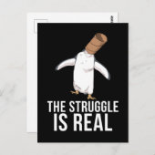 Funny Pinguin spendet Männern den Kampf ist echt Postkarte (Vorne/Hinten)