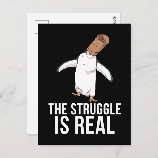 Funny Pinguin spendet Männern den Kampf ist echt Postkarte (Vorne/Hinten)