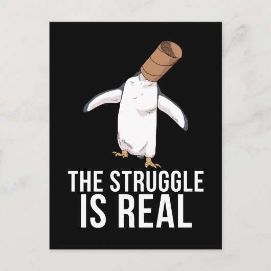 Funny Pinguin spendet Männern den Kampf ist echt Postkarte (Vorderseite)