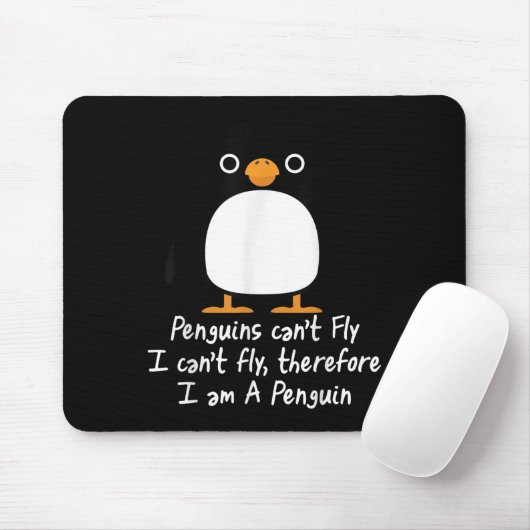 Funny Pinguin T Shirt Cool I Can't Fly Animal Lieb Mousepad (Mit Mouse)