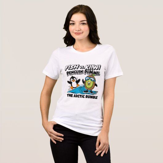 Funny Pinguin und Kiwi Tri-Blend Shirt (Vorderseite voll)