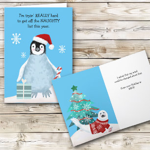Funny Pinguin und Siegel Naughty List Weihnachten