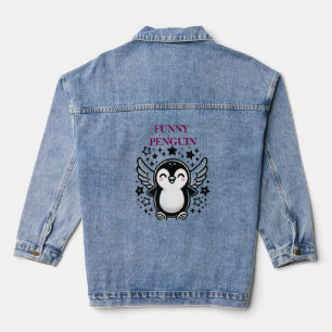 Funny Pinguin Women's Denim Jacket Jeansjacke