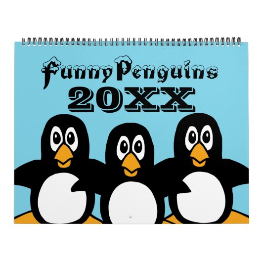 Funny Pinguine Cartoon Grosser Kalender (Titelbild)