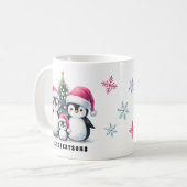 Funny Pinguine Familie Name Rosa Weihnachten Kaffeetasse (Vorderseite Links)