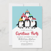 Funny Pinguine Weihnachts-Party Urlaub Einladung (Vorderseite)