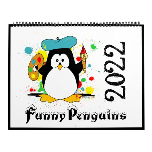 Funny Pinguins Cartoon Art Large 2022 Kalender (Titelbild)