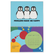 Funny Pinguins Cartoon Fun Farben Grosser Kalender (Jan 2027)