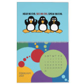 Funny Pinguins Cartoon Fun Farben Grosser Kalender (Feb 2027)
