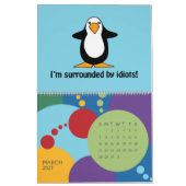 Funny Pinguins Cartoon Fun Farben Grosser Kalender (Mär 2027)