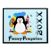 Funny Pinguins Cartoon Fun Farben Grosser Kalender (Titelbild)