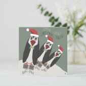 Funny Pinguins Christmas Cookie Exchange Einladung (Stehend Vorderseite)