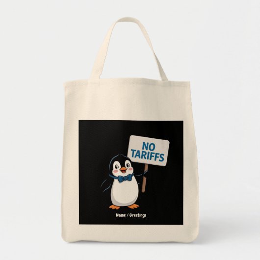 Funny Pinguins NO TARIFFS Taxes Unglaublich witzig Tragetasche (Vorne)