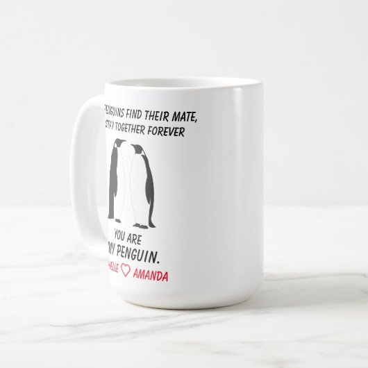 Funny Pinguins Tasse, Geschenk für sie oder ihn, Kaffeetasse (Vorderseite Links)
