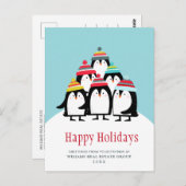 Funny Pinguins Weihnachts Unternehmensgrüße Postkarte (Vorne/Hinten)
