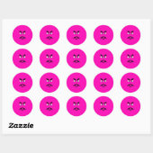 Funny Pink Angry Face Runder Aufkleber (Blatt)