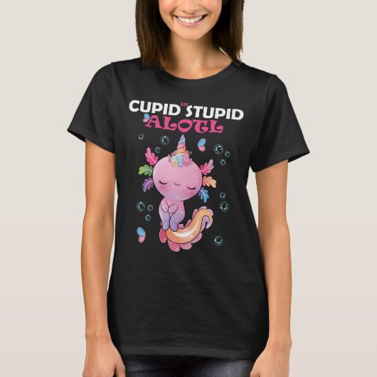 funny pink axolotl valentine T-Shirt (Vorderseite)