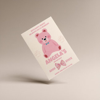 Funny Pink Bear Girl Geburtstagseinladung Einladung