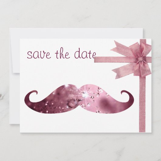 Funny Pink Bling Mustache Save The Date (Vorderseite)