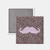 Funny Pink Bling Mustache und Animal Print Muster Magnet (Vorderseite/Rückseite)