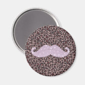 Funny Pink Bling Mustache und Animal Print Muster Magnet (Vorderseite/Rückseite)