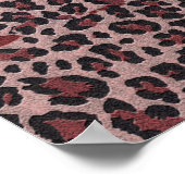 Funny Pink Bling Mustache und Animal Print Muster Poster (Ecke)
