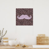 Funny Pink Bling Mustache und Animal Print Muster Poster (Küche)