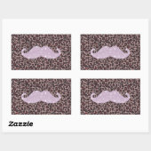 Funny Pink Bling Mustache und Animal Print Muster Rechteckiger Aufkleber (Blatt)