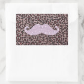 Funny Pink Bling Mustache und Animal Print Muster Rechteckiger Aufkleber (Tasche)