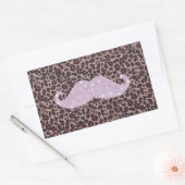 Funny Pink Bling Mustache und Animal Print Muster Rechteckiger Aufkleber (Umschlag)