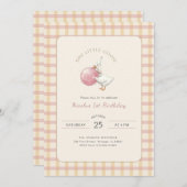 Funny Pink Bow One Little Goose 1st Birthday Party Einladung (Vorne/Hinten)