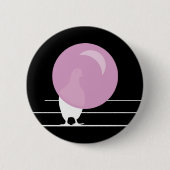 Funny Pink Bubble Gum Bird auf einem Draht schwarz Button (Vorderseite)