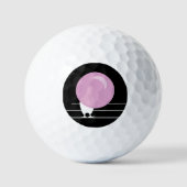 Funny Pink Bubble Gum Bird auf einem Draht schwarz Golfball (Vorderseite)