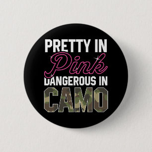 Funny Pink Camouflage Jagd Grafik Frauen Hirsch Bu Button