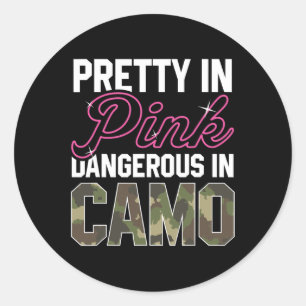 Funny Pink Camouflage Jagd Grafik Frauen Hirsch Bu Runder Aufkleber