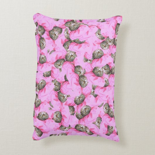 Funny Pink Cat Pattern Dekokissen (Rückseite(Vertikal))