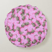 Funny Pink Cat Pattern Rundes Kissen (Rückseite)