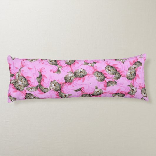 Funny Pink Cat Pattern Seitenschläferkissen (Rückseite)