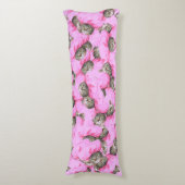 Funny Pink Cat Pattern Seitenschläferkissen (Vorderseite Vertikal)