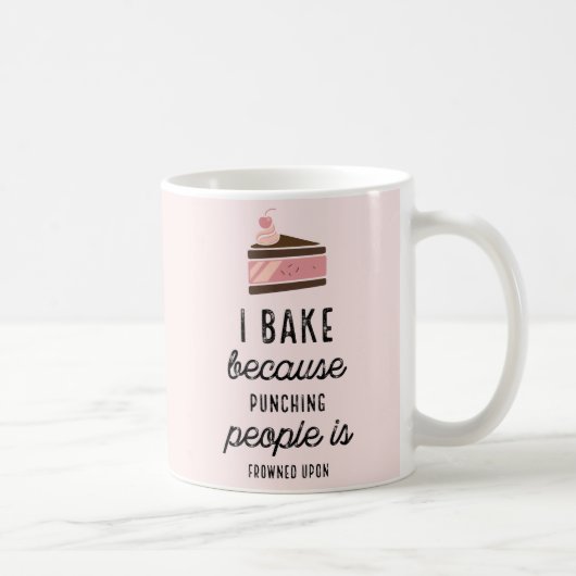 Funny Pink Classic Tasse ich backen, weil punching (Rechts)