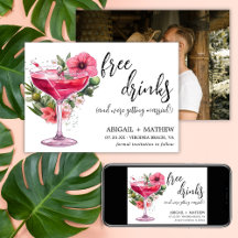Funny Pink Cocktail Trendy Modernes Foto Hochzeit
