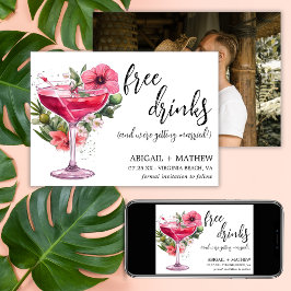 Funny Pink Cocktail Trendy Modernes Foto Hochzeit Save The Date
