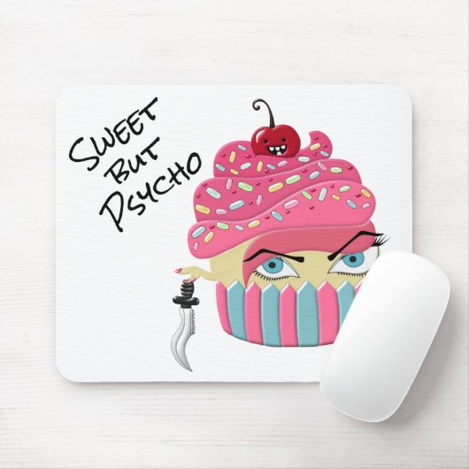 Funny Pink Cupcake süß aber Psycho Halloween Mousepad (Mit Mouse)