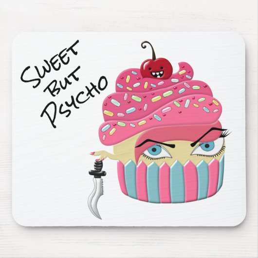 Funny Pink Cupcake süß aber Psycho Halloween Mousepad (Vorne)