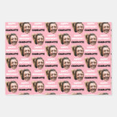 Funny Pink Custom Face Foto Happy Birthday Geschenkpapier Set (Vorderseite 2)