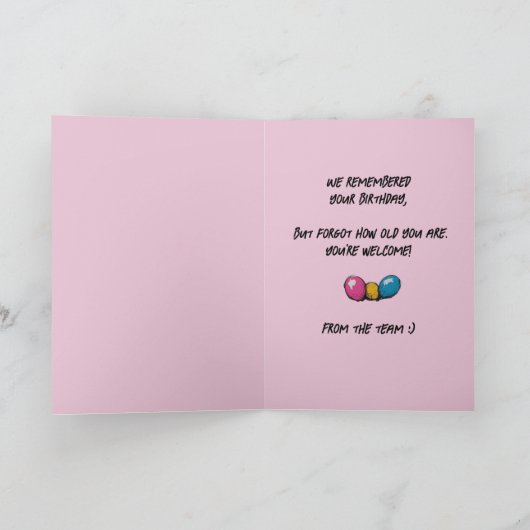 Funny Pink Custom Foto Birthday Card Group Team Karte (Innenseite)