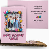 Funny Pink Custom Foto Birthday Card Group Team Karte
