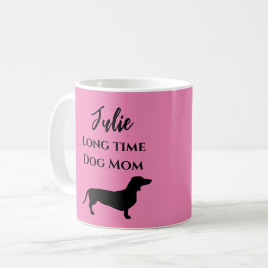 Funny Pink Dackel Hund Mama Kaffee Tasse (Vorderseite Links)