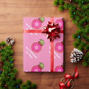 Funny pink donut mit elchenhaftem Brauch Weihnacht Geschenkpapier