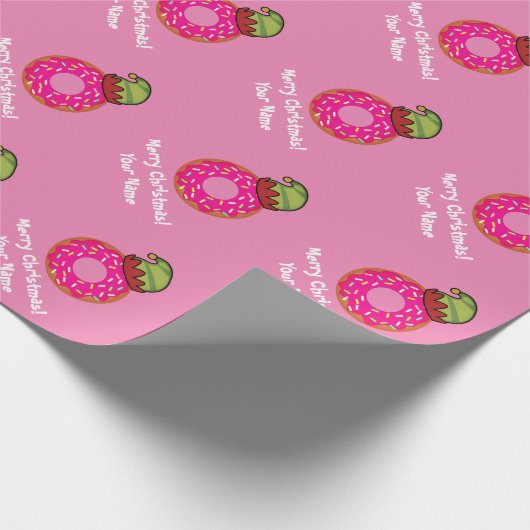 Funny pink donut mit elchenhaftem Brauch Weihnacht Geschenkpapier (Ecke)
